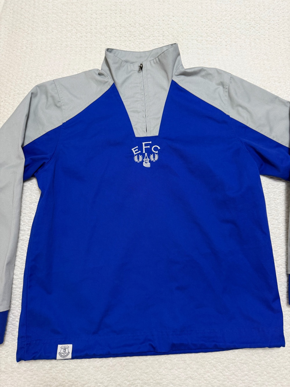 Everton 90s Retro Drill Soccer Pullover Top Royal Blue Men’s Size Large